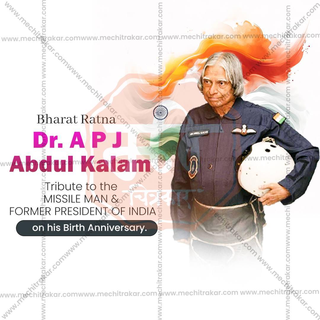 Attractive A P J Abdul Kalam Jayanti Marathi Festival Banner in Marathi, Hindi, and English - PSD  by Me Chitrakar