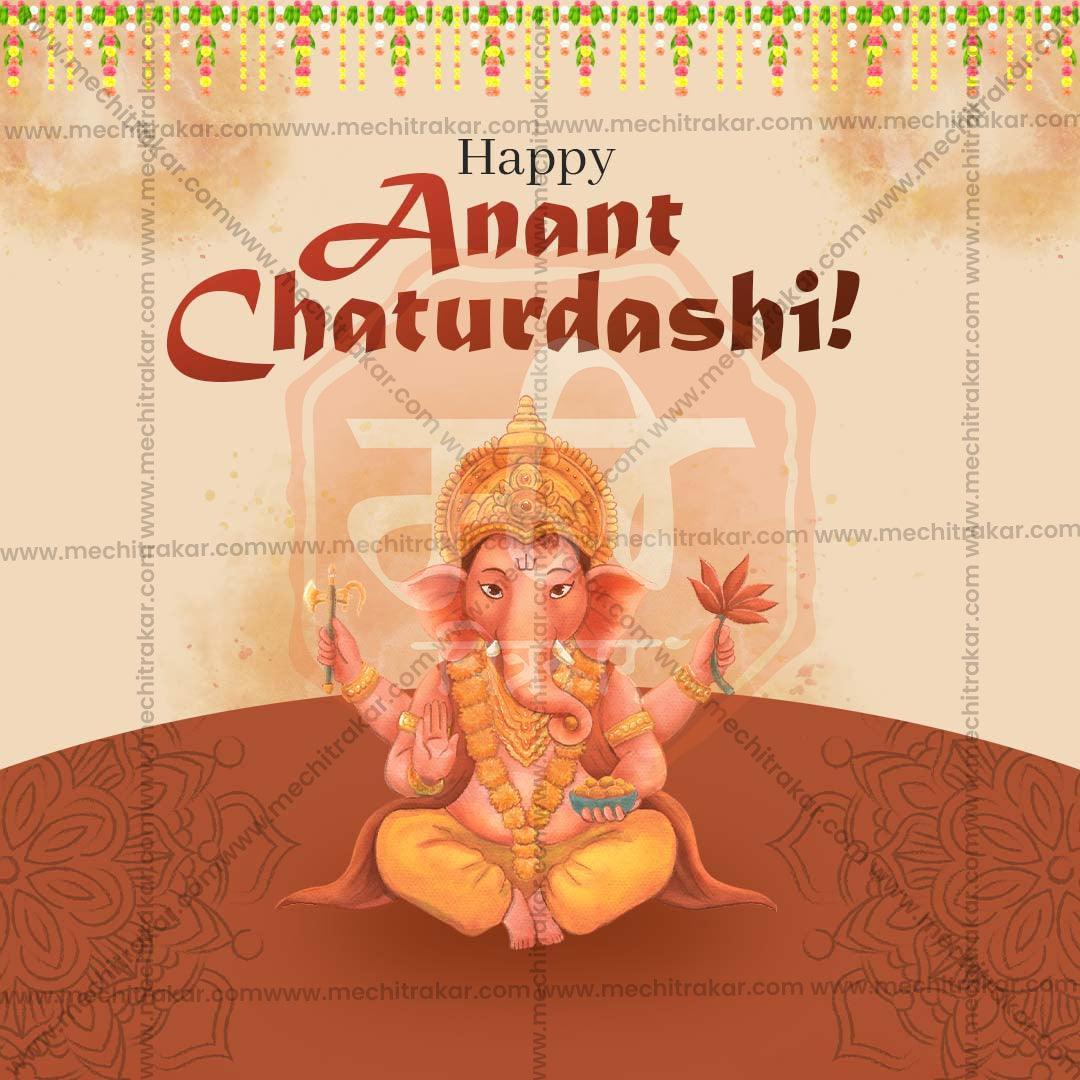 Professional Ananta Chaturdashi Template Design in Marathi, Hindi, and English - High-Quality Editable PSD  by Me Chitrakar