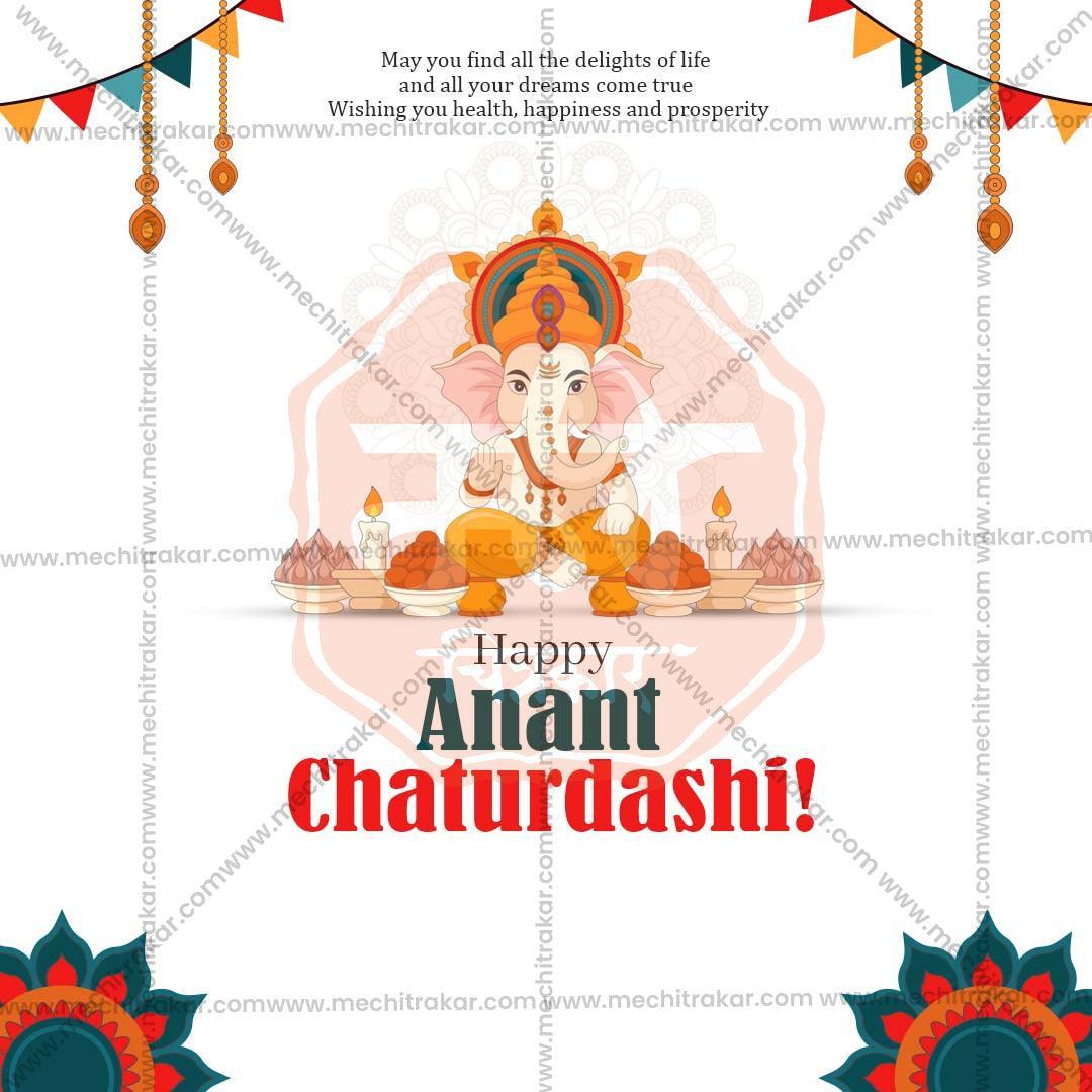Creative Ananta Chaturdashi Festival Poster in Marathi, Hindi, and English - Editable PSD  by Me Chitrakar