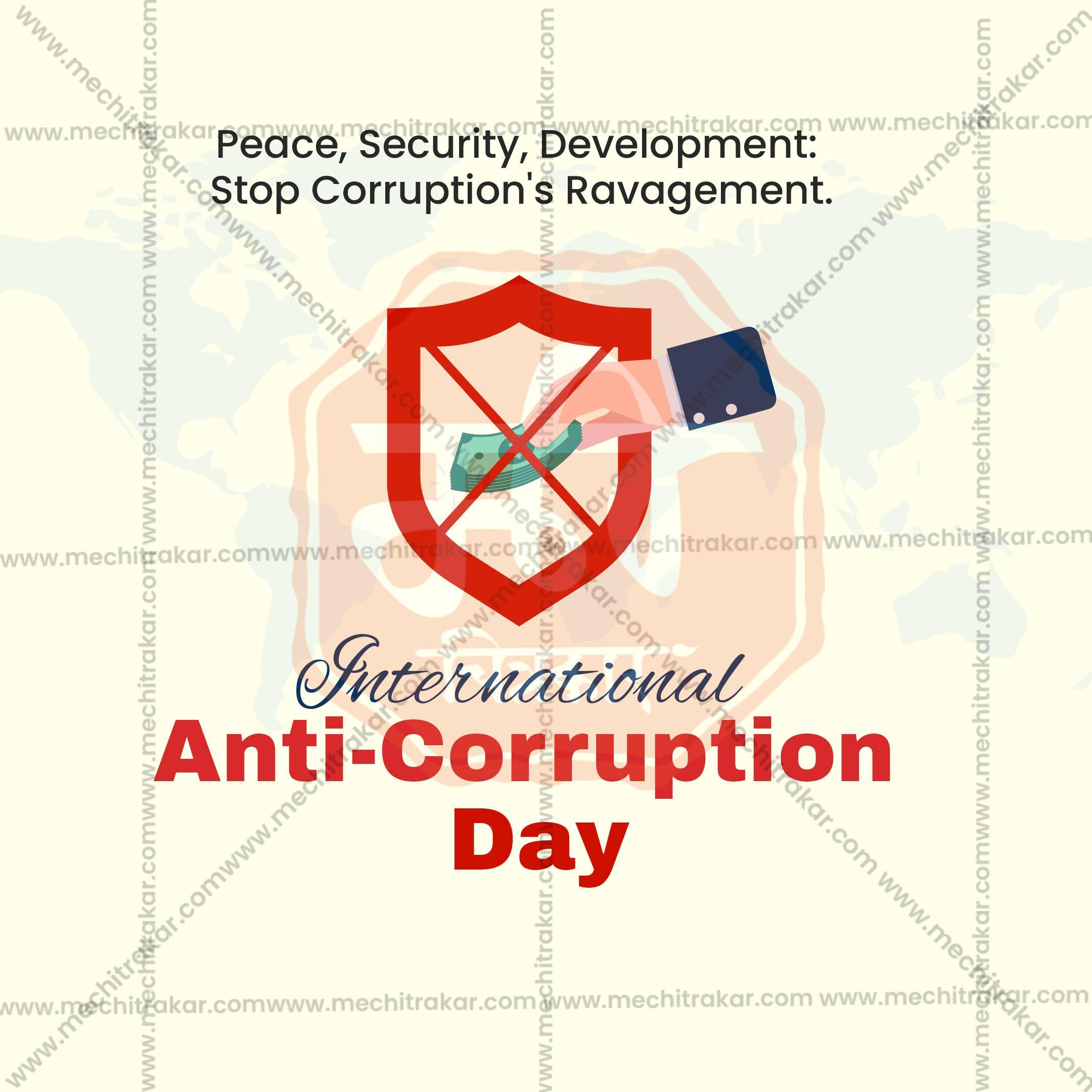 High-Quality International Anti-Corruption Day Marathi  editable Social Media Post in Marathi, Hindi, and English - PSD and JPG by Me Chitrakar