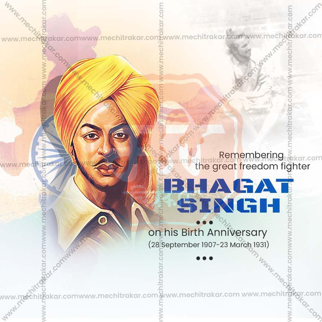 Professional Bhagat Singh Jayanti Template Design for Social Media in Marathi, Hindi, and English - PSD  by Me Chitrakar