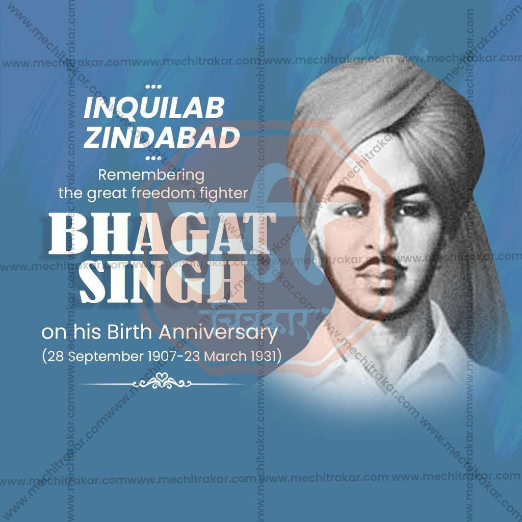 Creative Bhagat Singh Jayanti Festival Poster in Marathi, Hindi, and English - Editable PSD  by Me Chitrakar