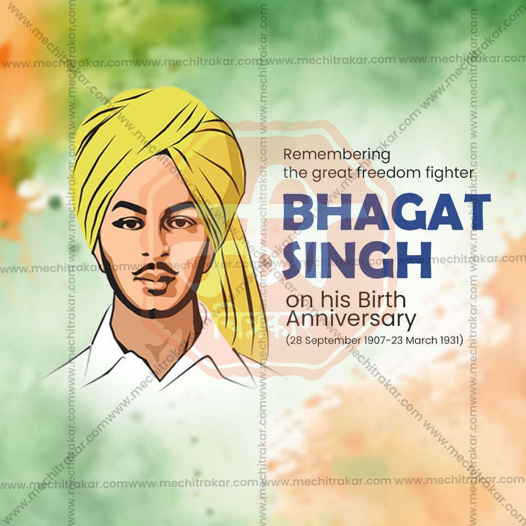 Beautiful Bhagat Singh Jayanti Event Poster in Marathi, Hindi, and English - High-Quality Editable PSD  by Me Chitrakar