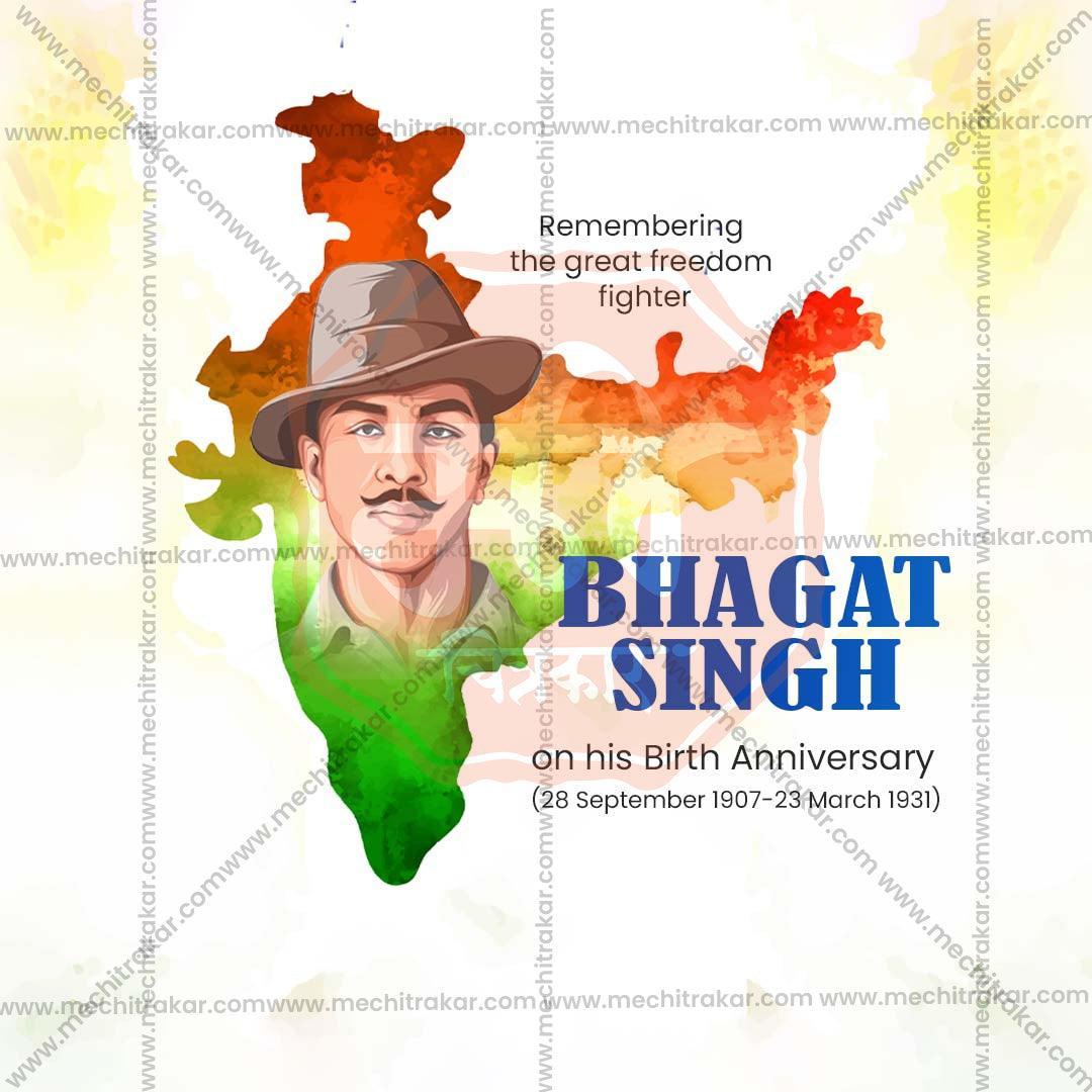 High-Quality Bhagat Singh Jayanti Festival Flyer in Marathi, Hindi, and English - Editable PSD  by Me Chitrakar