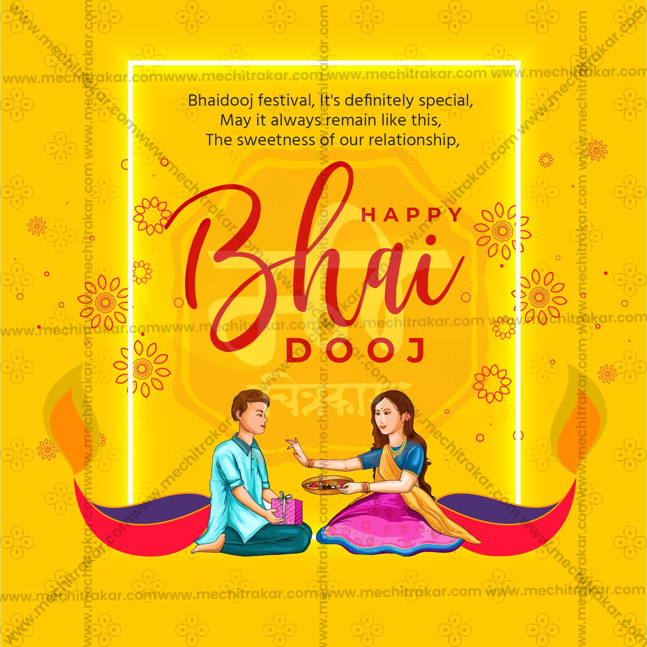 Attractive Bhai Dooj, Bhaubeej editable Banner in Marathi, Hindi, and English - PSD and JPG by Me Chitrakar