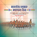 Bhartiya Lashkar Sthapna Din social media post PSD, featuring a concise message and eye-catching military graphics.