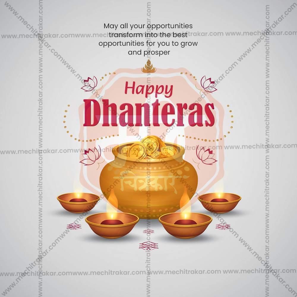 Creative Dhanteres Festival Poster in Marathi, Hindi, and English - Editable PSD by Me Chitrakar