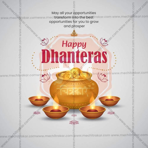 Creative Dhanteres Festival Poster in Marathi, Hindi, and English - Editable PSD by Me Chitrakar