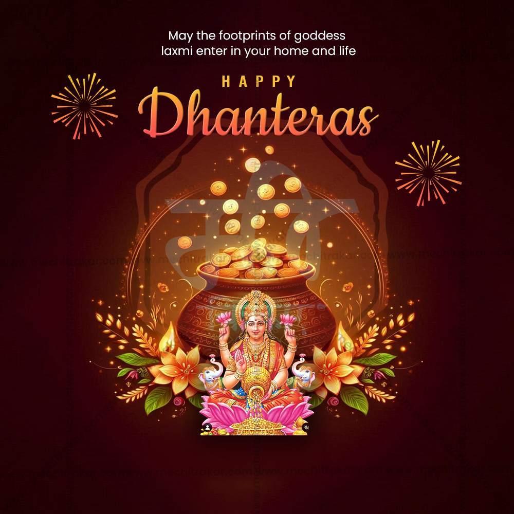 Stunning Dhanteres Festival Banner in Marathi, Hindi, and English - Editable PSD by Me Chitrakar