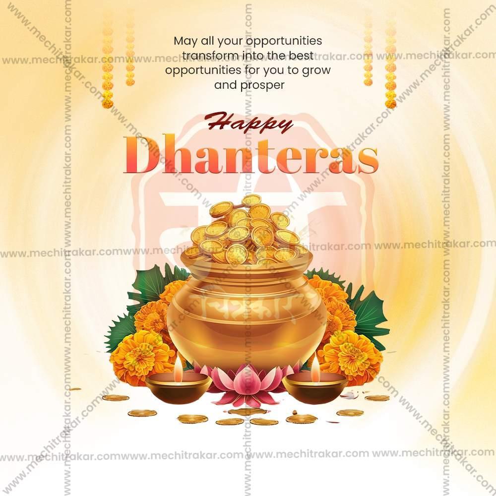 Premium Dhanteres Festival Invitation in Marathi, Hindi, and English - Editable PSD by Me Chitrakar