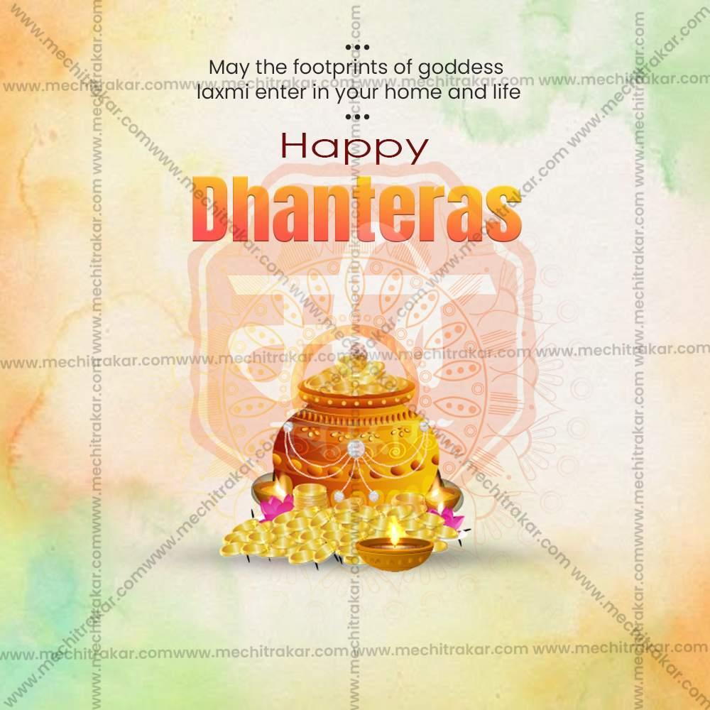 Beautiful Dhanteres Event Poster in Marathi, Hindi, and English - High-Quality Editable PSD by Me Chitrakar