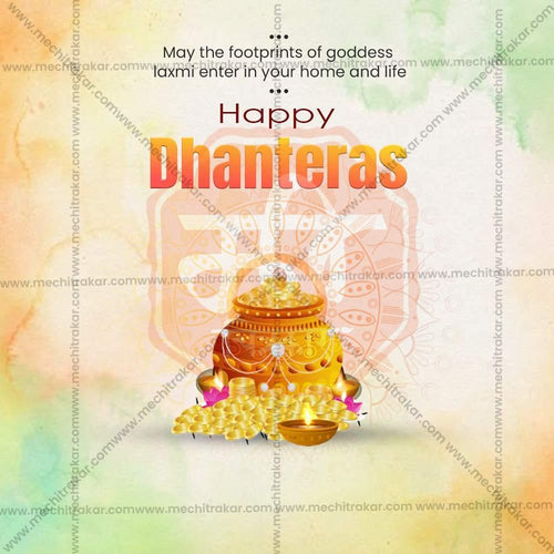 Beautiful Dhanteres Event Poster in Marathi, Hindi, and English - High-Quality Editable PSD by Me Chitrakar