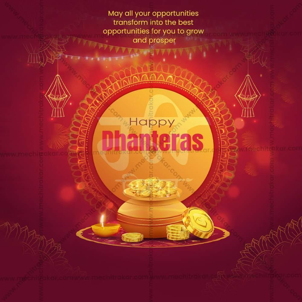 Attractive Dhanteres Festival Banner in Marathi, Hindi, and English - PSD by Me Chitrakar