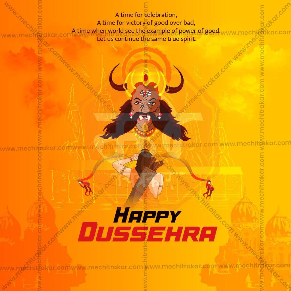 Elegant Dussehra Flyer Design in Marathi, Hindi, and English - High-Quality PSD  by Me Chitrakar