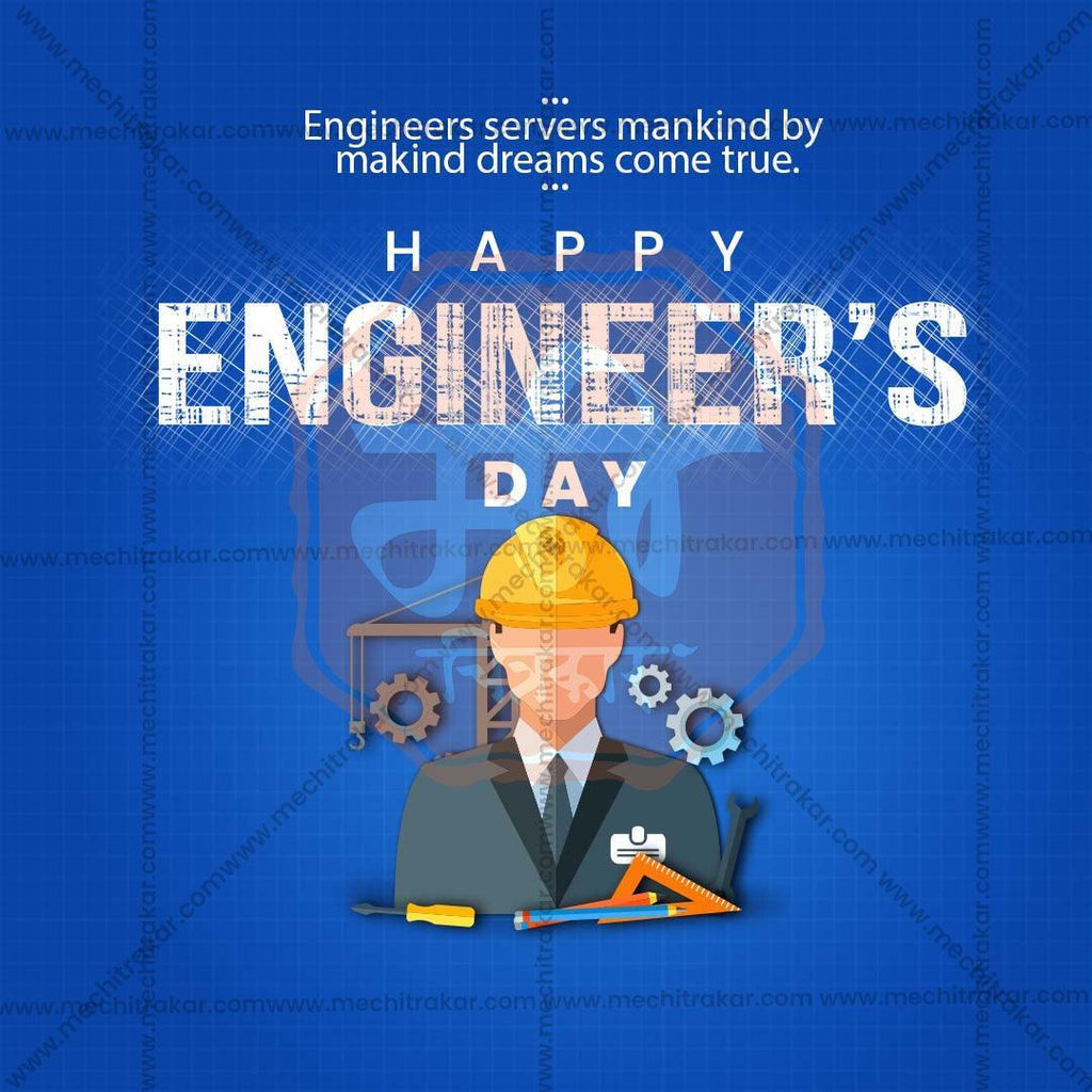 Professional Engineer's Day Template Design for Social Media in Marathi, Hindi, and English - PSD  by Me Chitrakar