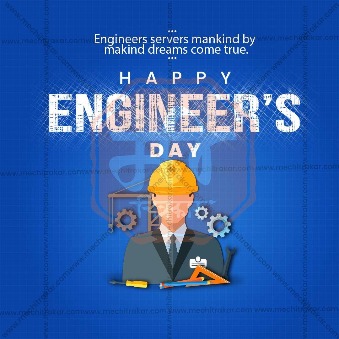 Professional Engineer's Day Template Design for Social Media in Marathi, Hindi, and English - PSD  by Me Chitrakar