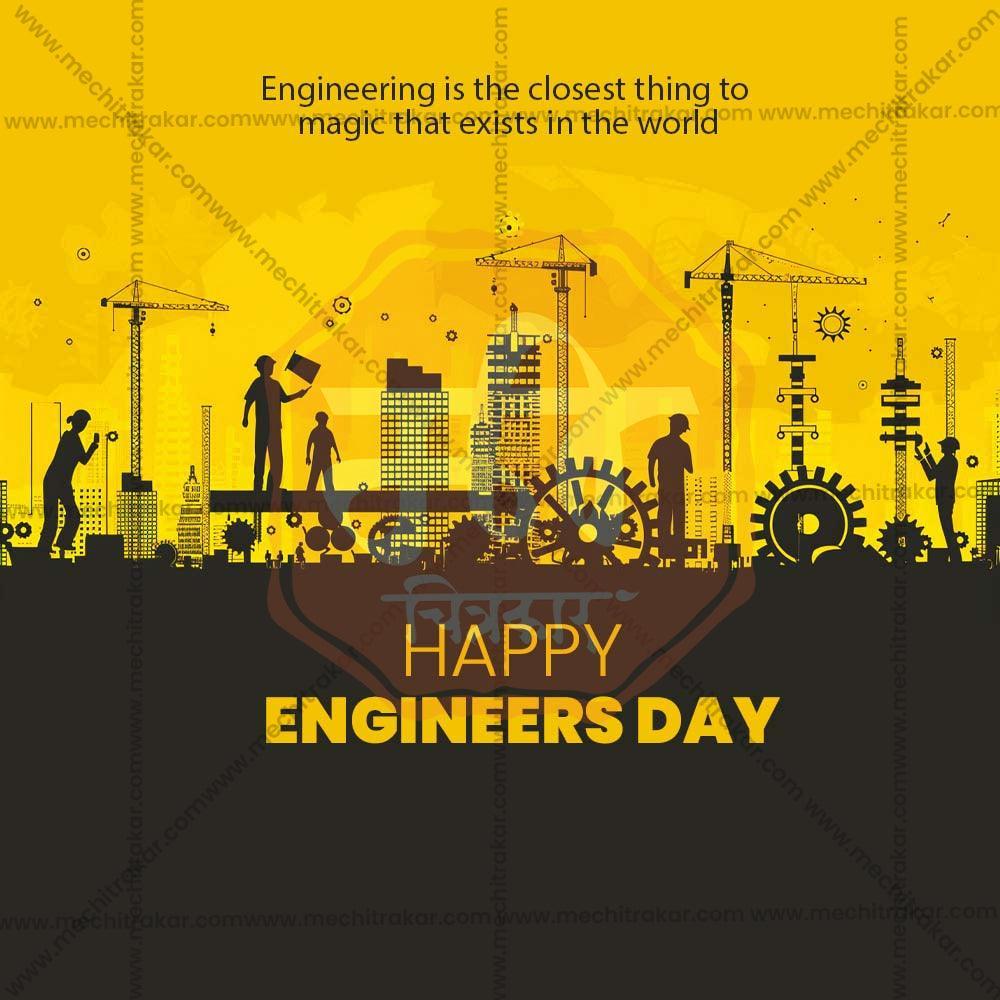 Professional Engineer's Day Template Design in Marathi, Hindi, and English - High-Quality Editable PSD  by Me Chitrakar