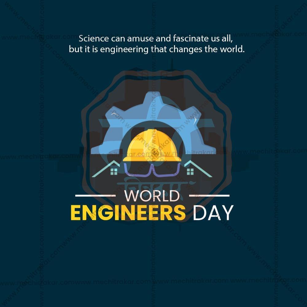 Creative Engineer's Day Festival Poster in Marathi, Hindi, and English - Editable PSD  by Me Chitrakar