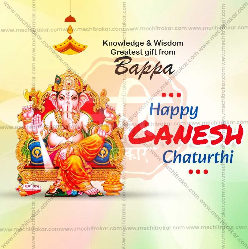 Professional Ganesh Chaturthi Template Design in Marathi, Hindi, and English - High-Quality Editable PSD  by Me Chitrakar