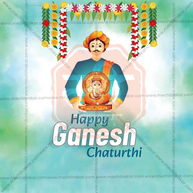 Creative Ganesh Chaturthi Festival Poster in Marathi, Hindi, and English - Editable PSD  by Me Chitrakar