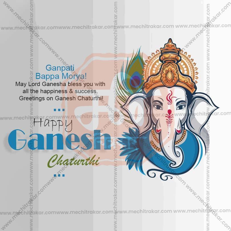 Elegant Ganesh Chaturthi Flyer Design in Marathi, Hindi, and English - High-Quality PSD  by Me Chitrakar