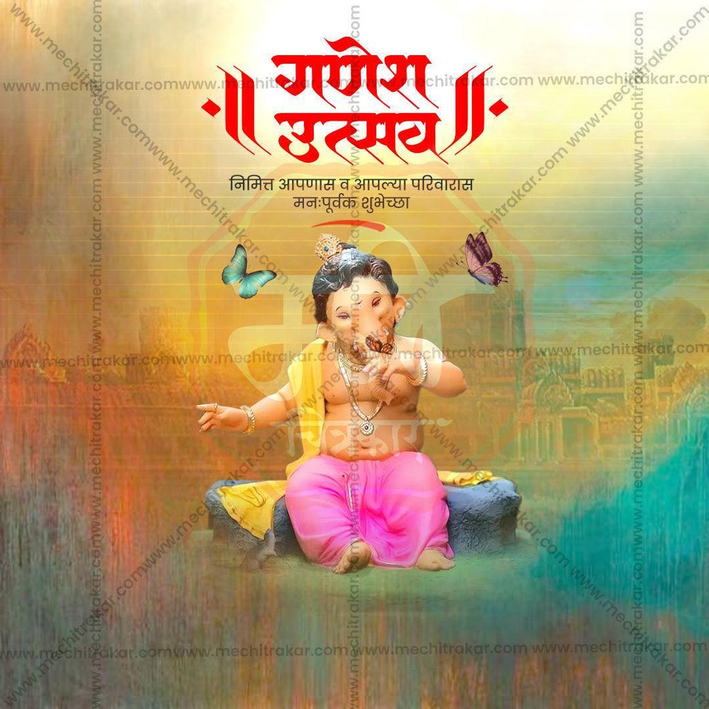 Professional Ganesh Chaturthi Template Design for Social Media in Marathi, Hindi, and English - PSD and PSD by Me Chitrakar