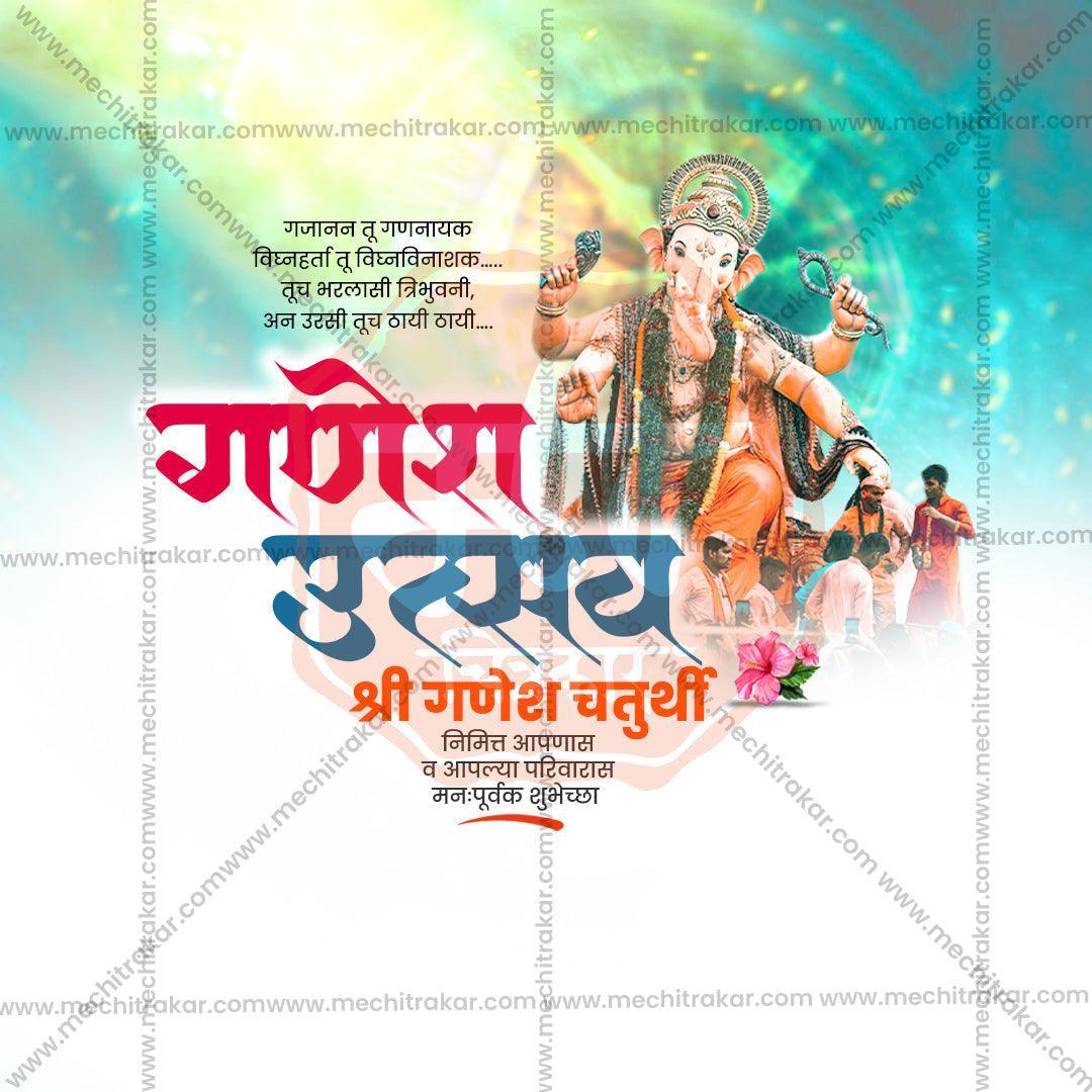 High-Quality Ganesh Chaturthi Festival Social Media Post in Marathi, Hindi, and English - PSD  by Me Chitrakar
