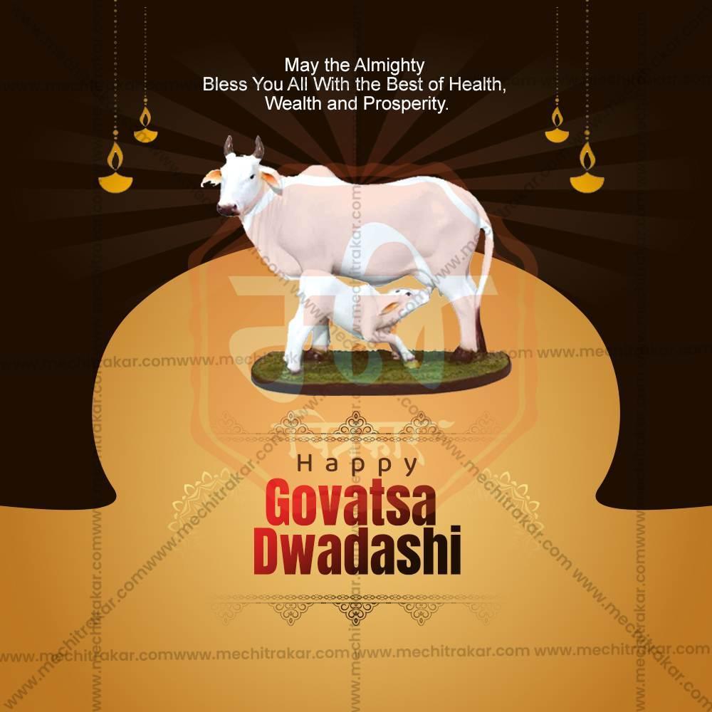 Professional Govatsa Dwadashi Template Design in Marathi, Hindi, and English - High-Quality Editable PSD by Me Chitrakar
