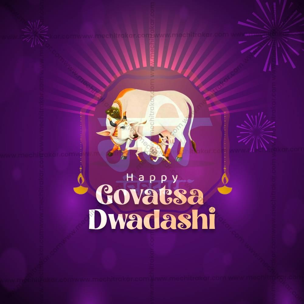 Creative Govatsa Dwadashi Festival Poster in Marathi, Hindi, and English - Editable PSD by Me Chitrakar