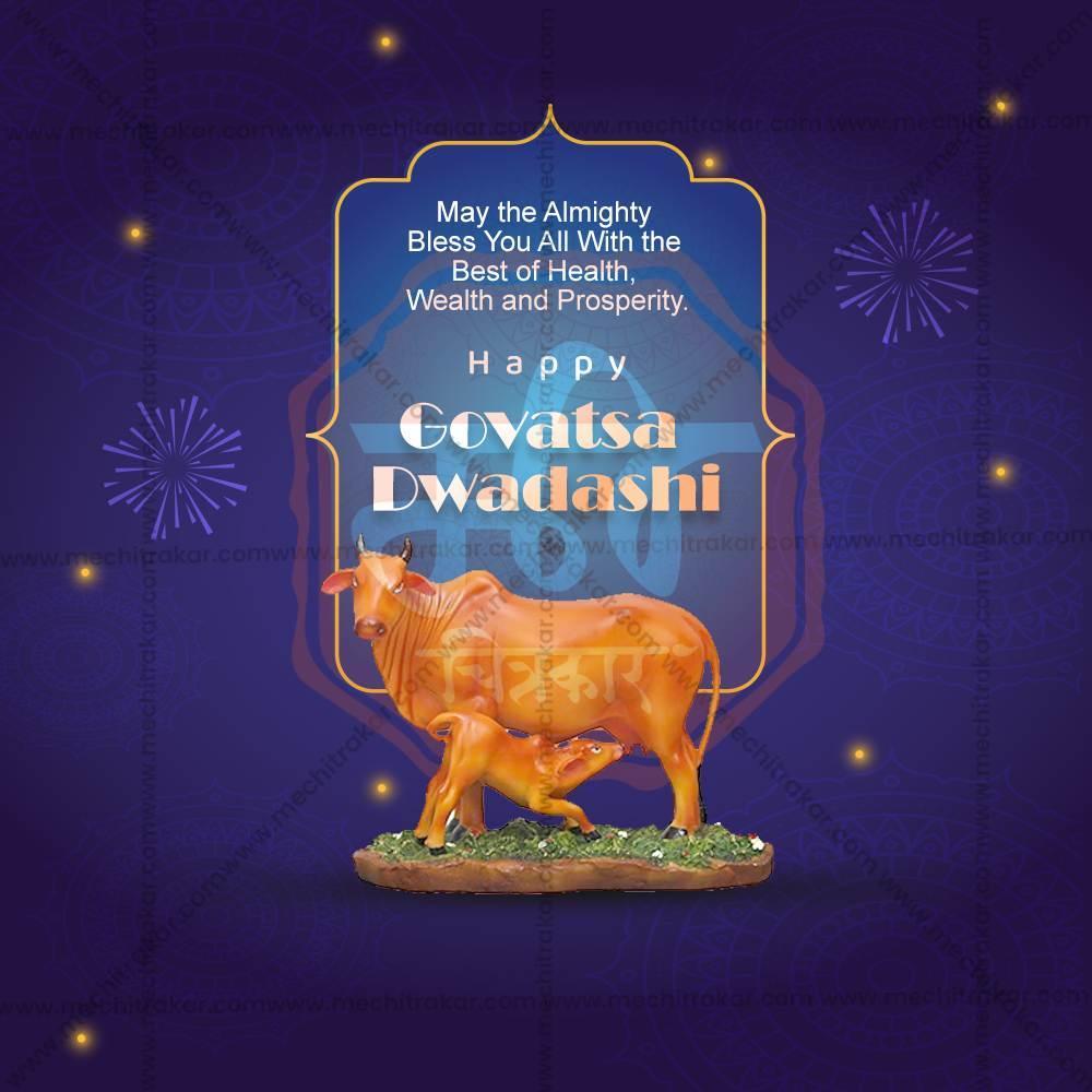 High-Quality Govatsa Dwadashi Festival Social Media Post in Marathi, Hindi, and English - PSD by Me Chitrakar