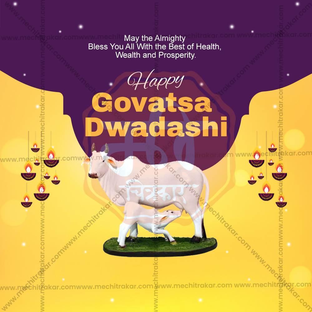 Elegant Govatsa Dwadashi Flyer Design in Marathi, Hindi, and English - High-Quality PSD by Me Chitrakar