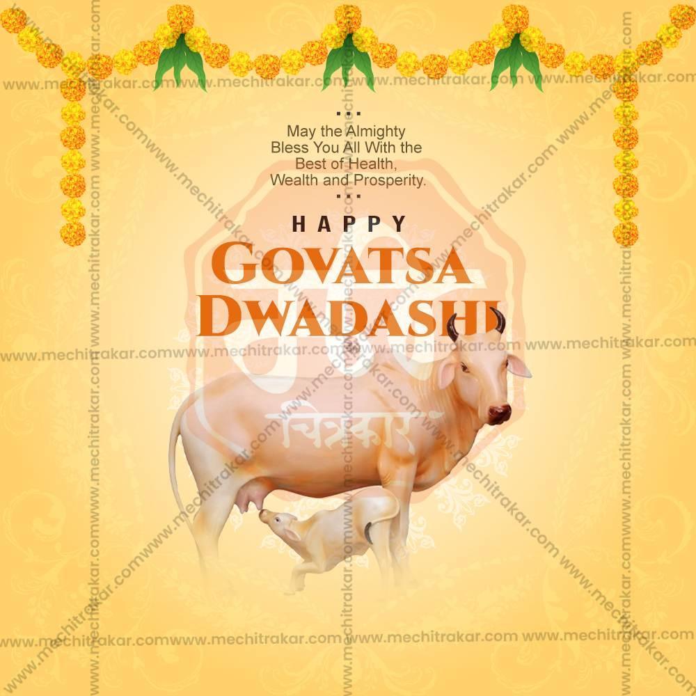 Premium Govatsa Dwadashi Festival Invitation in Marathi, Hindi, and English - Editable PSD by Me Chitrakar