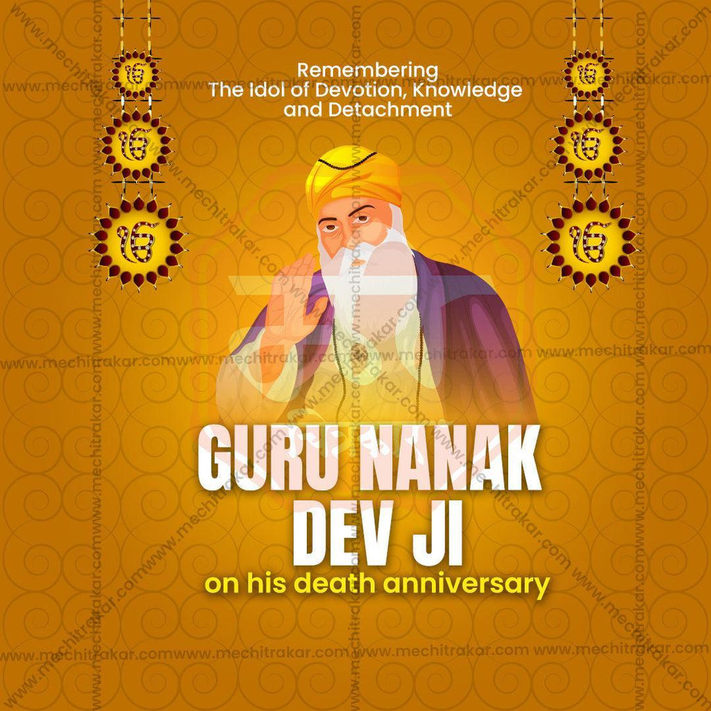 Creative Guru Nanak Punyatithi Festival Poster in Marathi, Hindi, and English - Editable PSD  by Me Chitrakar