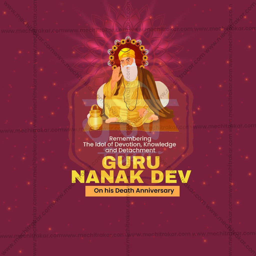 Stunning Guru Nanak Punyatithi Festival Banner in Marathi, Hindi, and English - Editable PSD  by Me Chitrakar