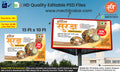 Editable PSD 15x10 ft flex banner featuring Marathi veg and nonveg thali design with chicken, mutton, biryani, and egg curry on a light and orange theme