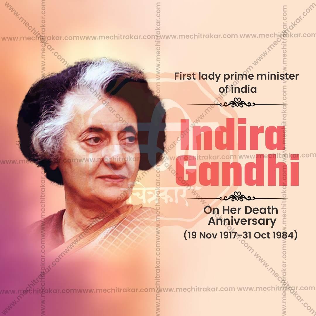 Creative Indira Gandhi Death Anniversary Festival Poster in Marathi, Hindi, and English - Editable PSD by Me Chitrakar