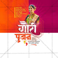 High-Quality Jyeshta Gauri Avahan Festival Flyer in Marathi, Hindi, and English - Editable PSD  by Me Chitrakar