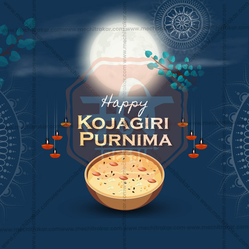 High-Quality Kojagari Purnima Festival Flyer in Marathi, Hindi, and English - Editable PSD by Me Chitrakar