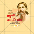 Professional Maharishi Arvind Ghosh Jayanti , Sri Aurobindo Jayanti Template Design in Marathi, Hindi, and English - High-Quality Editable PSD  by Me Chitrakar