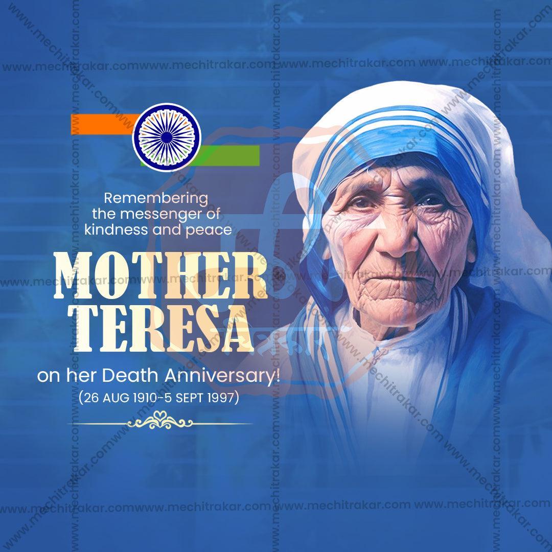 Professional Mother Teresa Punyatithi Template Design for Social Media in Marathi, Hindi, and English - PSD  by Me Chitrakar