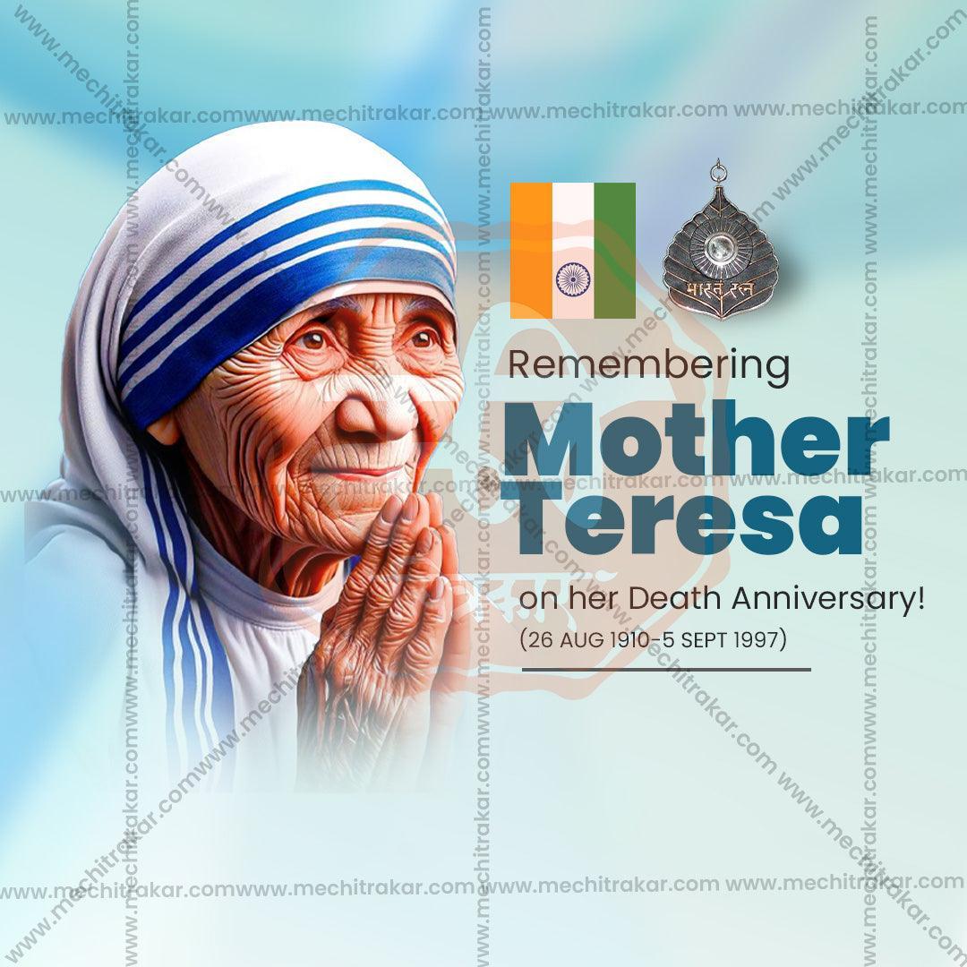 Professional Mother Teresa Punyatithi Template Design in Marathi, Hindi, and English - High-Quality Editable PSD  by Me Chitrakar