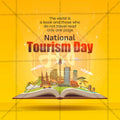 Beautiful National Tourism Day Event Poster in Marathi, Hindi, and English - High-Quality Editable PSD and JPG by Me Chitrakar