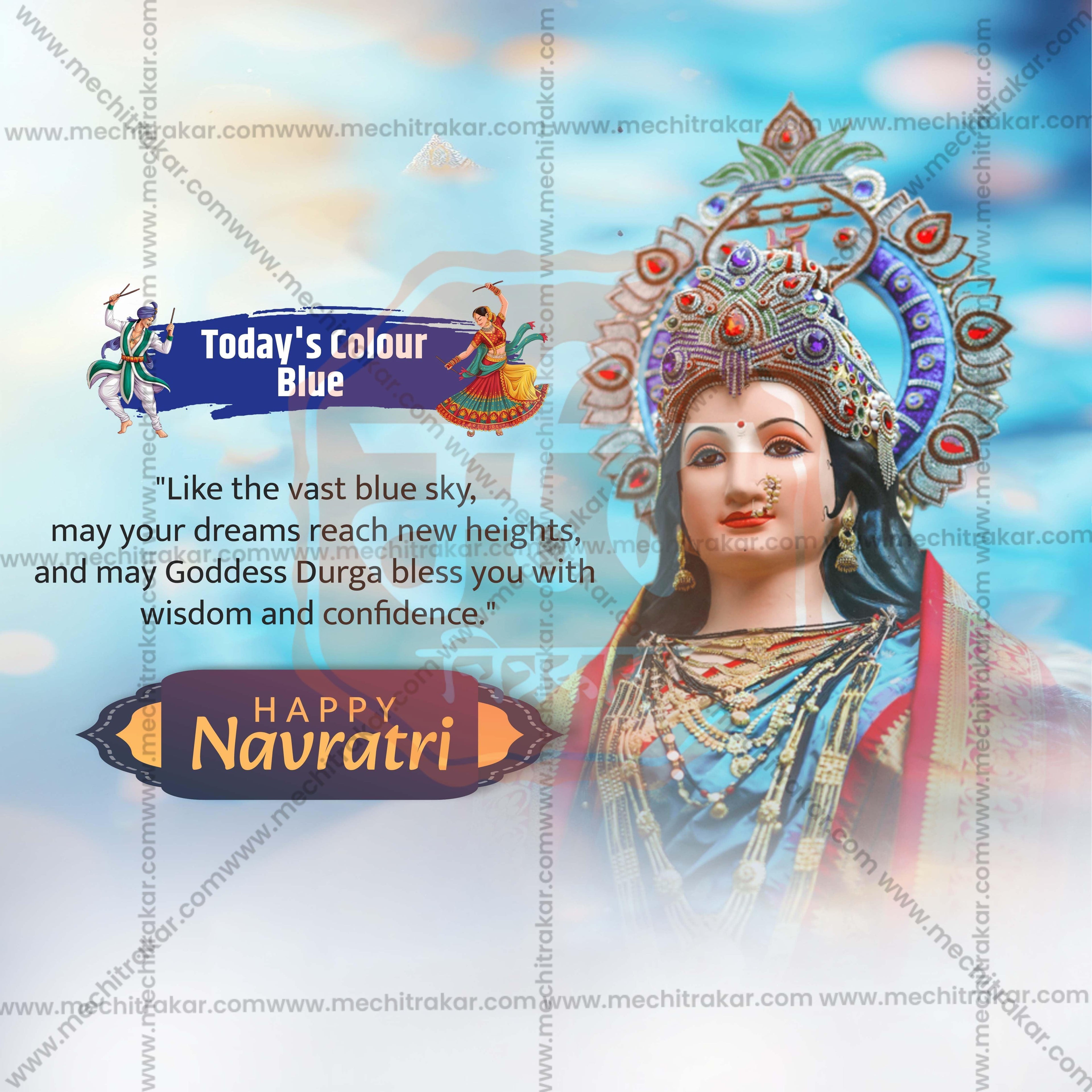 Blue Color | Navratri 9 Colors Social Media Template | English PSD | Me Chitrakar 1024-3