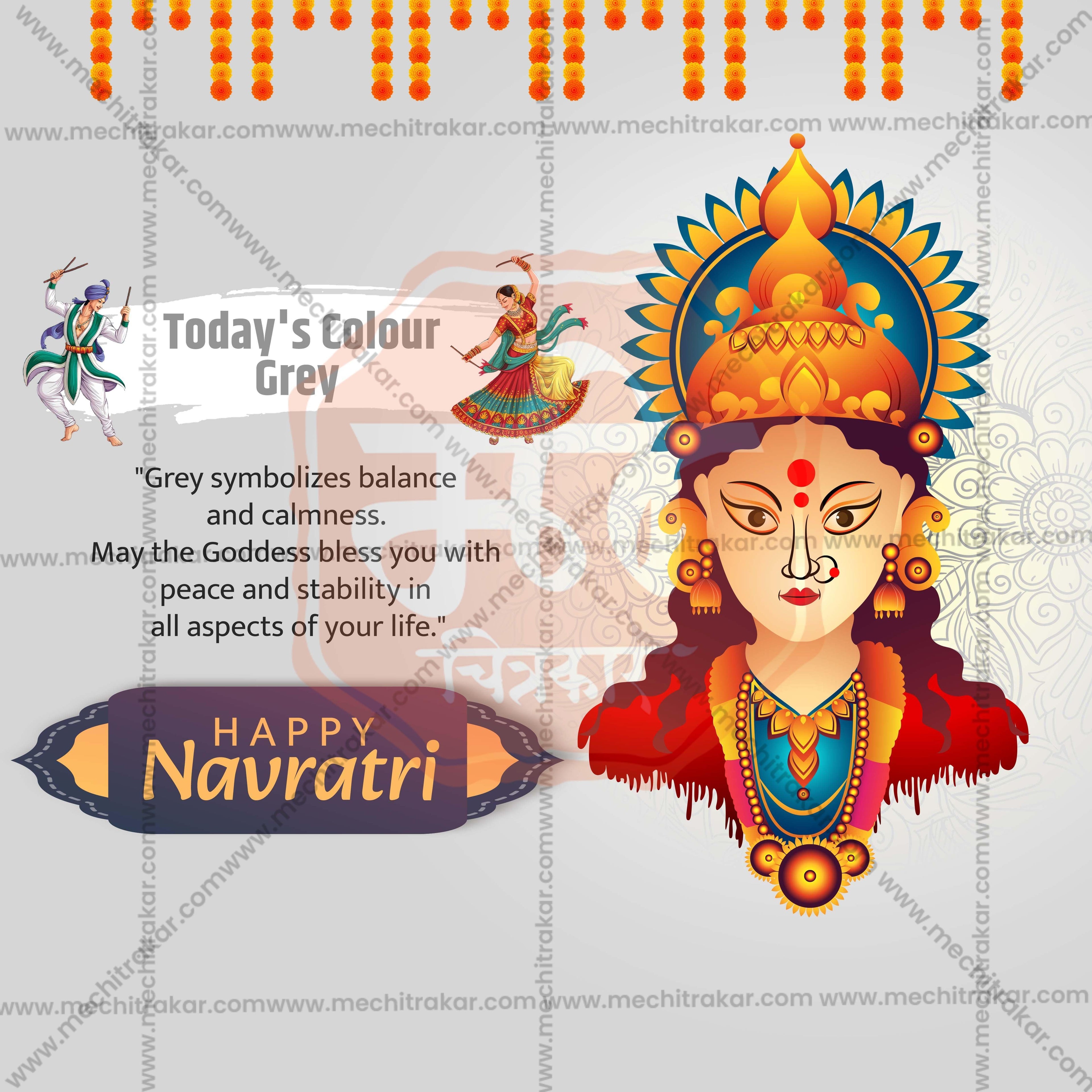 Grey Color | Navratri 9 Colors Social Media Template | English PSD | Me Chitrakar 1024-6