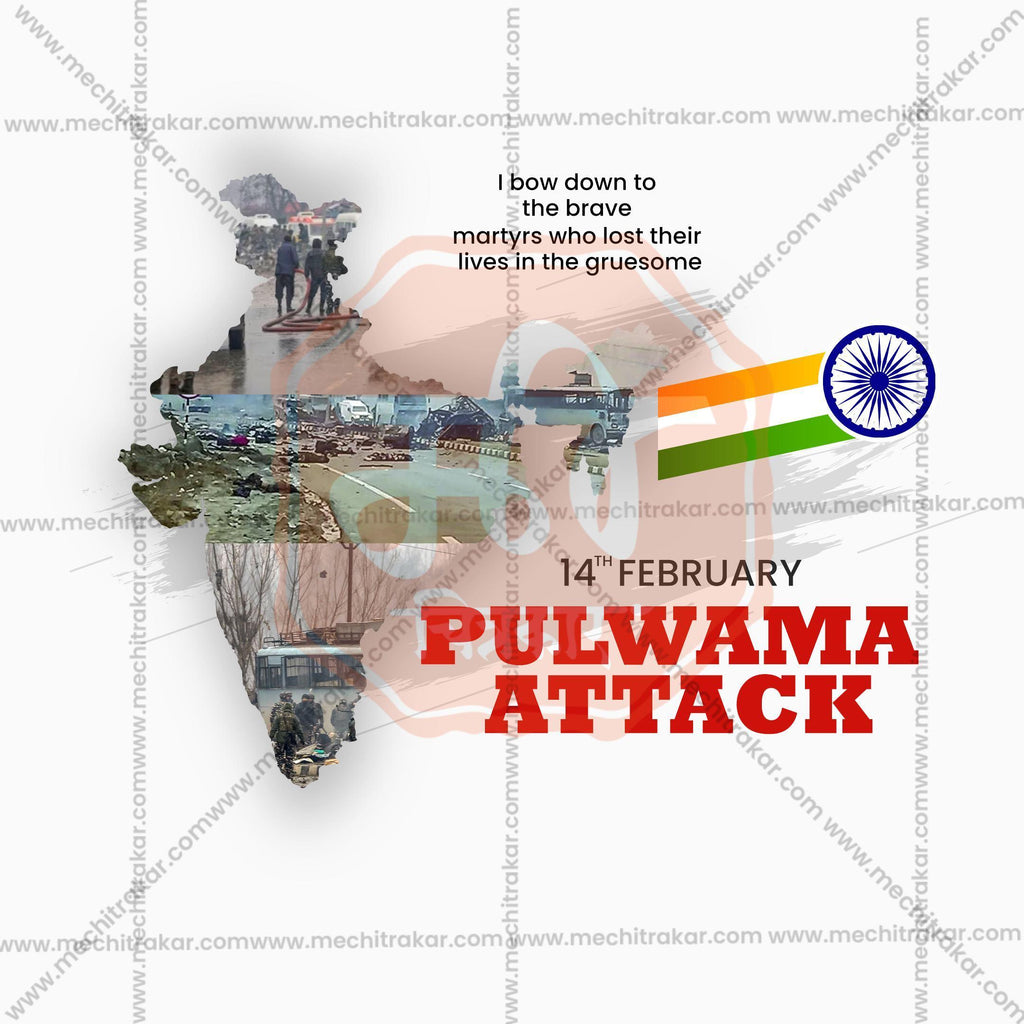 Beautiful Pulwama Attack Tribute templates Event Poster in Marathi, Hindi, and English - High-Quality Editable PSD and JPG by Me Chitrakar