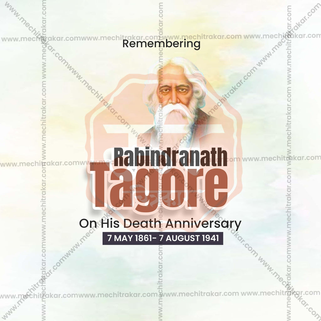 Rabindranath Tagore Punyatithi graphic in PSD format