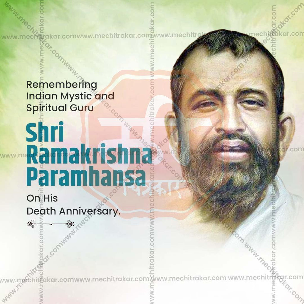Creative Ramkrishna Paramhans Punyatithi Festival Poster in Marathi, Hindi, and English - Editable PSD  by Me Chitrakar