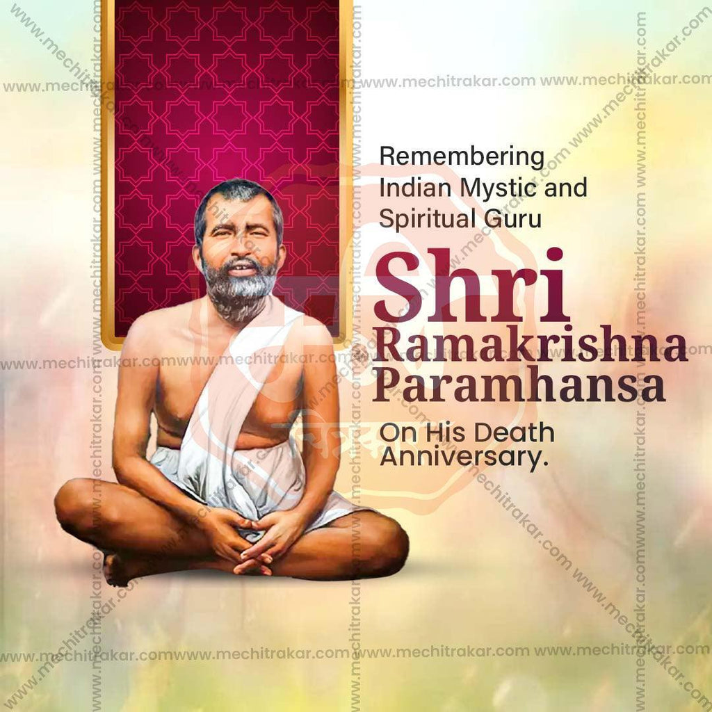 Elegant Ramkrishna Paramhans Punyatithi Flyer Design in Marathi, Hindi, and English - High-Quality PSD  by Me Chitrakar