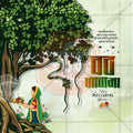 Vat Purnima social media template with Banyan tree and traditional woman.