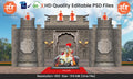 Fort Gateway Theme Kaman and Arch Backdrop Design – High-Quality Editable PSD File | Me Chitrakar